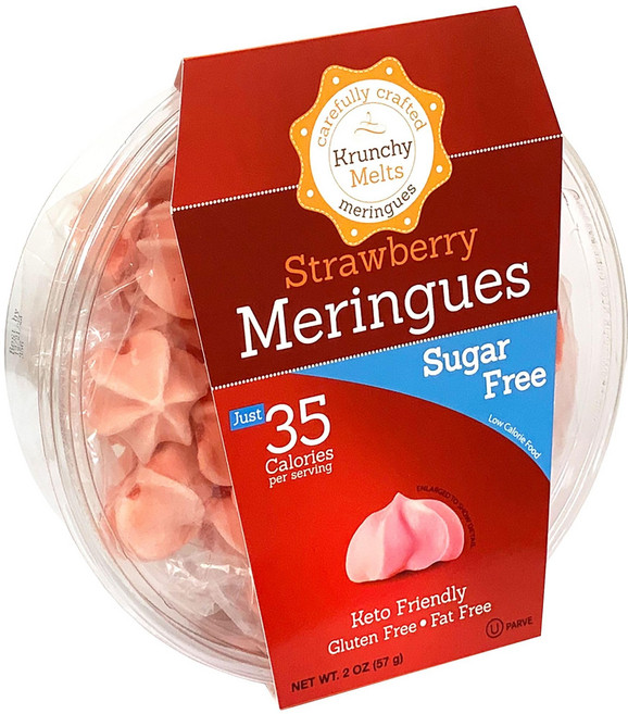 크런치 멜츠 오리지널 무설탕 머랭 쿠키 | 무설탕 딸기 맛 크런치 멜츠 오리지널 무설탕 머랭 쿠키 | 무설탕 딸기 맛 | 1회 제공량당 35칼로리 | 무지방 프리 유제품 프, Strawberry, 57g, 1개