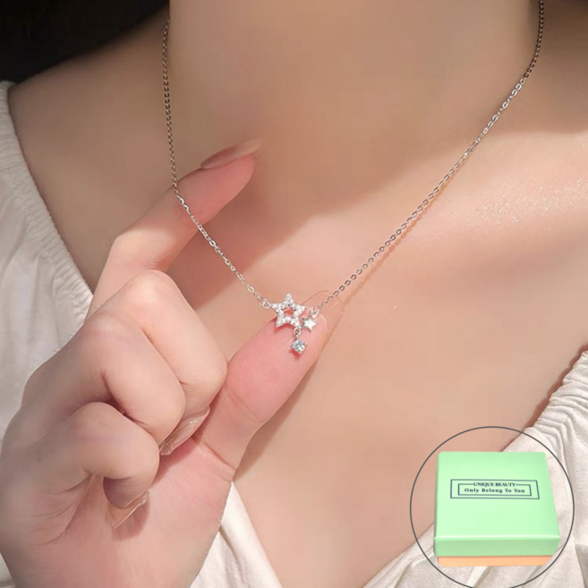 HIURETME 예쁜 별 큐빅 여성 패션목걸이