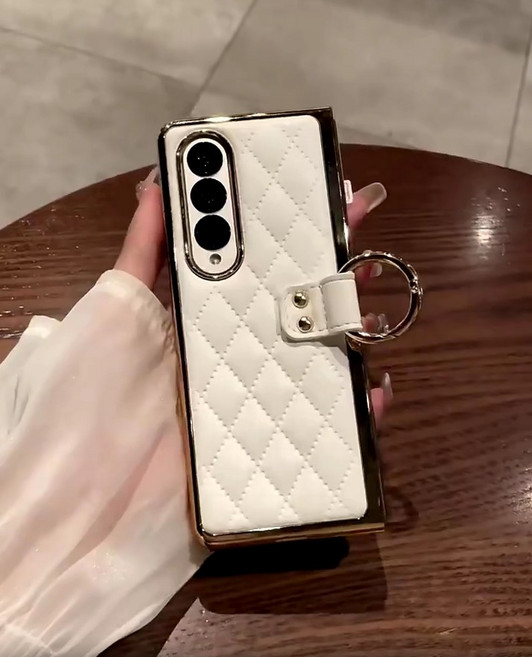 갤럭시 z폴드 4 케이스 가죽 퀄팅 링 고리 명품