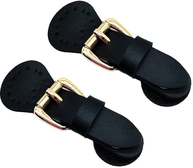 가죽 가방 버클 잠금 사시꼬미 자석형, 2개, 블랙