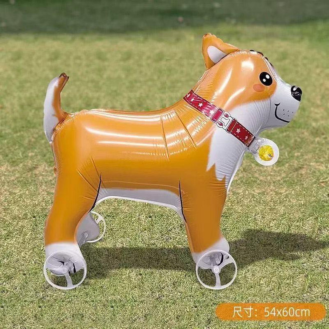充氣鋁膜氣球, 牽繩帶輪氣球 柴犬款, 1個