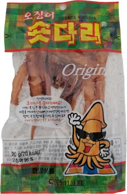 한양식품 오징어 숏다리 안주 간식, 2개