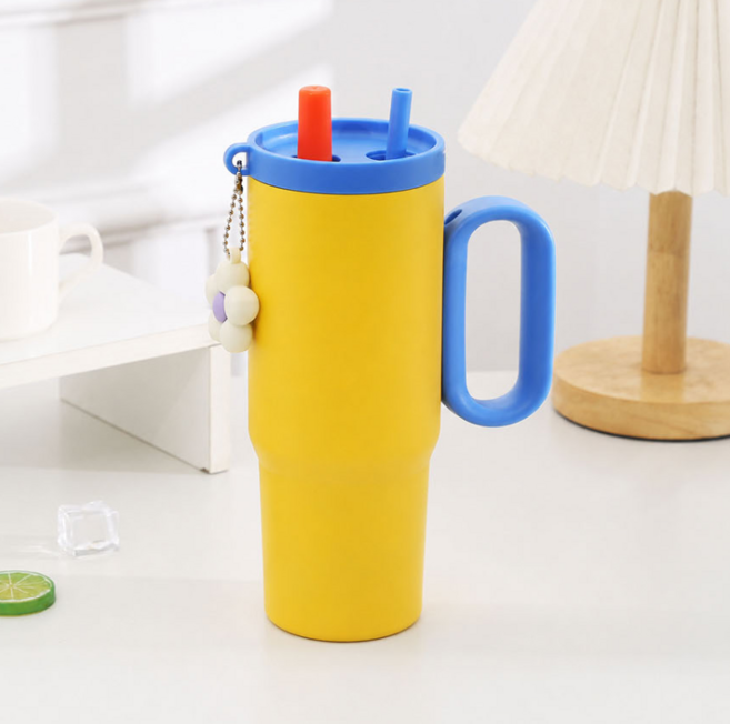 다엘린 316스텐 키링 보온보냉 대용량 텀블러, 레몬 옐로우, 1개, 750ml
