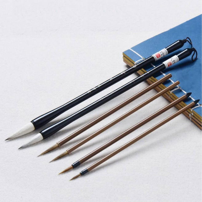문항명필 서예 캘리그라피 동양화 세필 전통 입문용 라인 붓, 6종, 1세트