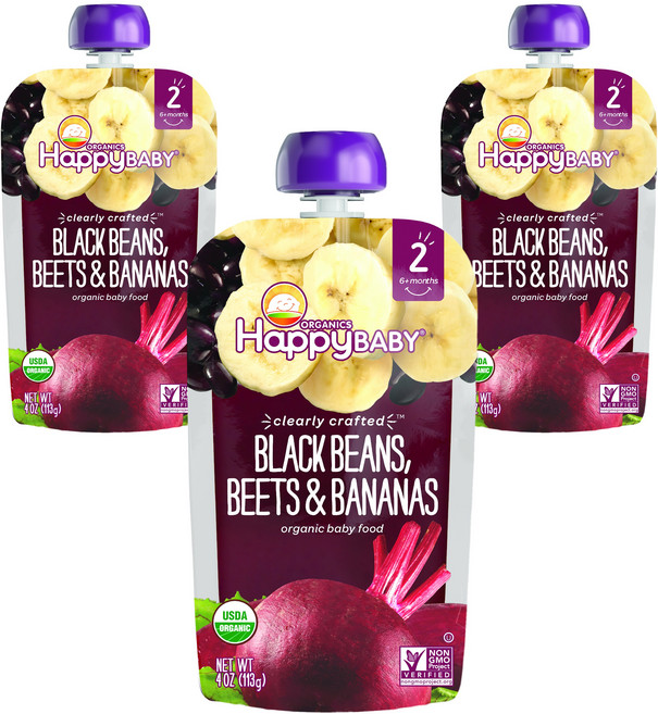 해피베이비 클리어리 크래프티드 어린이 스무디 113g, 검은콩+비트+바나나, 3개