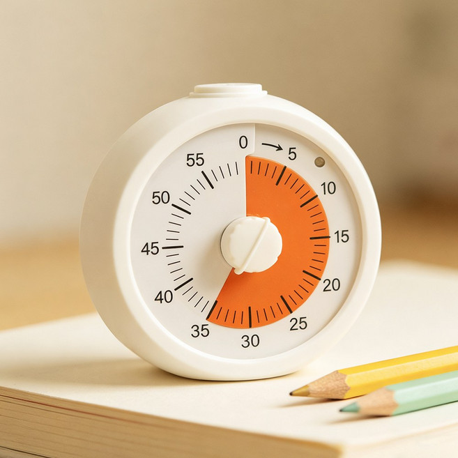 무소음 뽀모도로 공부 구글 타이머 시계, 1개, 화이트 시리즈