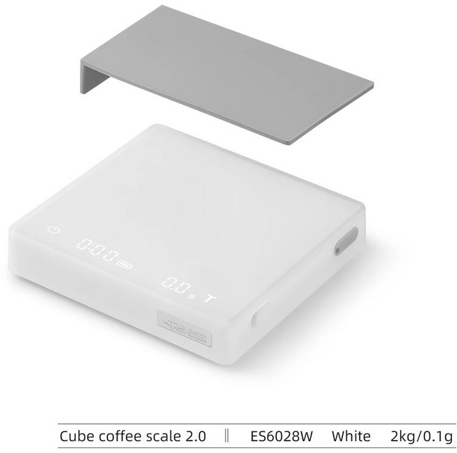 MHW 3BOMBER 공식 디지털 주방 저울 LED 디스플레이 전자 커피 스케일 바리스타 액세서리, 2kg, 2.0 white