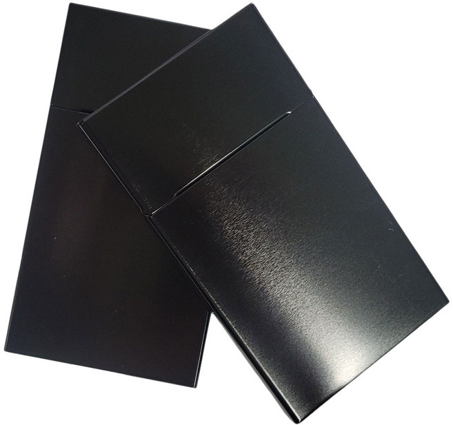 슬림 알루미늄 자동 담배케이스 메탈 심플디자인 휴대용 1+1 세트, 슬림담배케이스 블랙+블랙, 1개