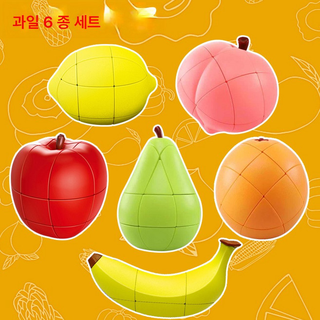 과일 큐브 에일리언 큐브 세트 사과 큐브 바나나 레몬 오렌지 배 복숭아 큐브 선물, 과일 6 피스 세트, 외계인 큐브, 1개
