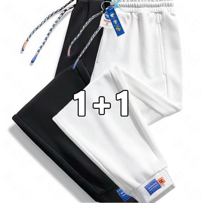 꽃소담 1+1 남성 순면 밴딩 조거 팬츠 트레이닝 바지 QL358