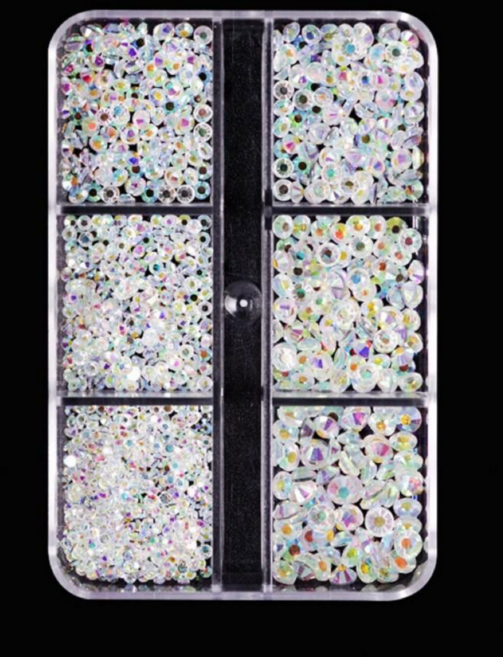 티이엠 네일 큐빅 평스톤 V스톤 오로라 평스톤 자개 1세트(6size), 1개, 101 수정오로라평스톤