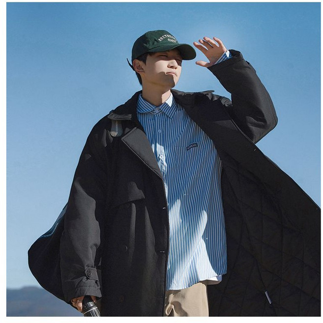 Tagi 남성 더블버튼 트렌치코트 벨트 점퍼 빅사이즈 바람막이 코트 자켓 오버핏 아우터 롱