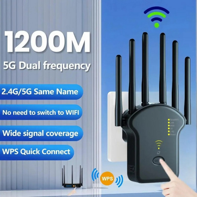WiFi 익스텐더 1200Mbps 신호 부스터 이더넷 포트 360이 있는 듀얼 밴드 2.4G/5G 실외 증폭기 ° 전체 범, 1) 2.4G 5G 1200M Black - EU 플러, 1개