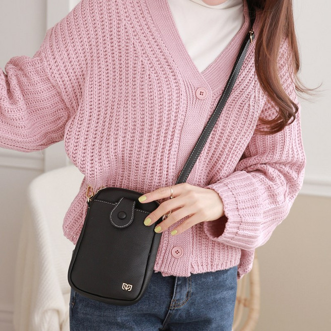 JPLUS 여성 핸드폰 휴대폰 스마트폰 작은 가방 여행용 가죽 미니 크로스백