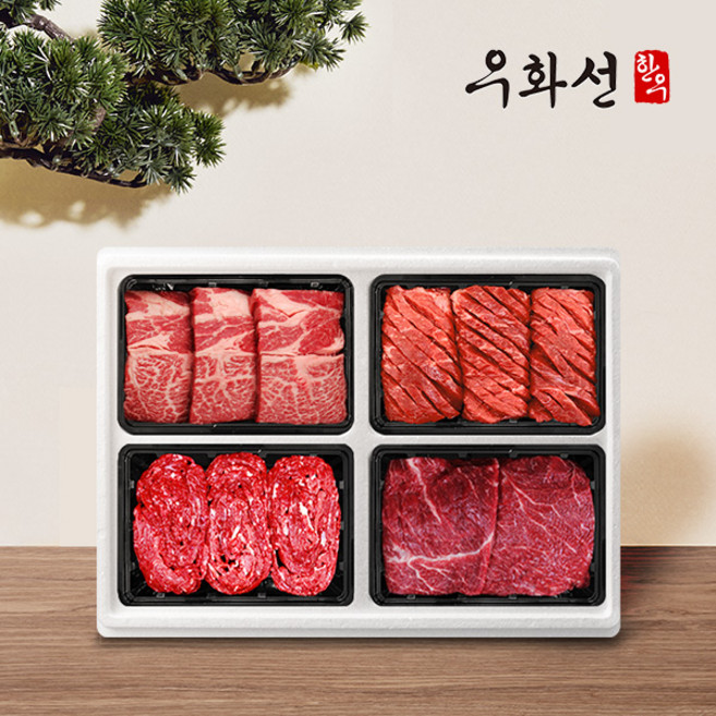 횡성한우 암소숙성 1등급 구이정육 혼합세트 3호(꽃등심+불고기+국거리+산적팩당600g총2.4kg)냉장, 1개, 2.4kg