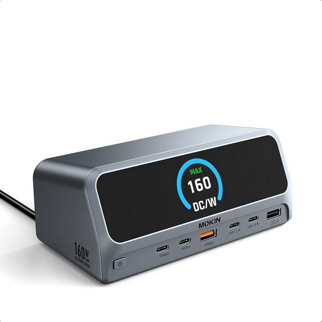 MOKiN 도킹 스테이션 13 in 1 USB C 노트북 충전 스테이션 2.25인치 LCD 스마트 디스플레이 듀얼 HDMI 디스플레이 10Gbps USB A/C 포트, 13 in 1 도킹 스테이션