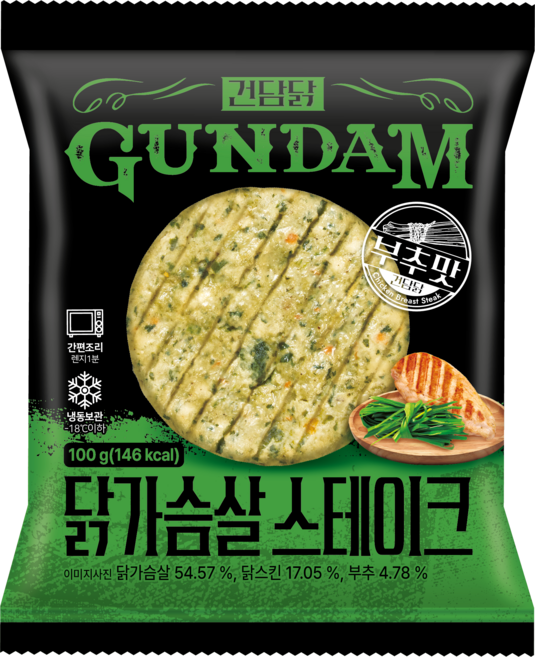 건담닭 닭가슴살 스테이크 부추맛, 40개, 100g