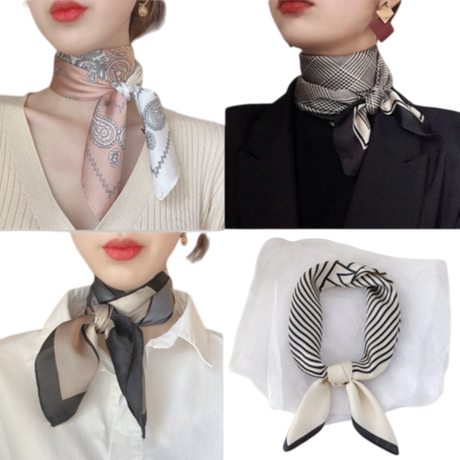 (태양유통) 여성 쁘띠 스카프 정사각 4종세트