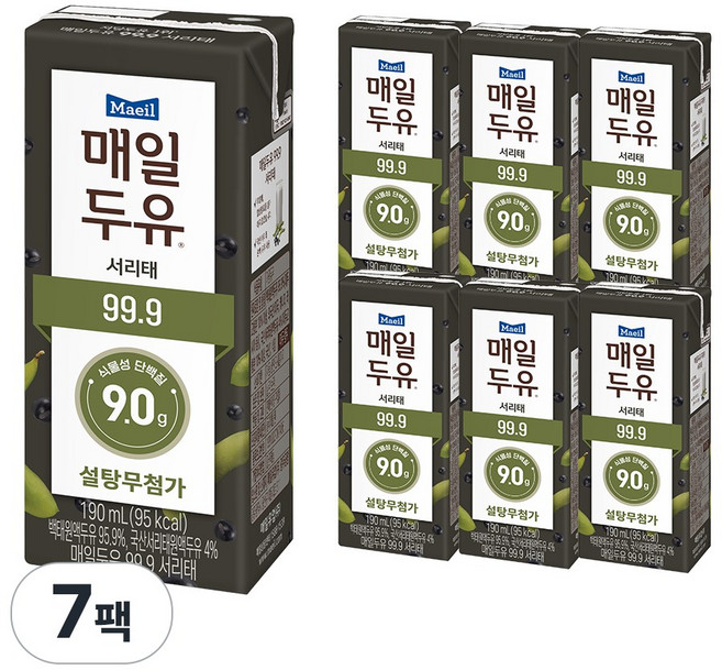 매일유업 매일두유 서리태, 7개, 190ml