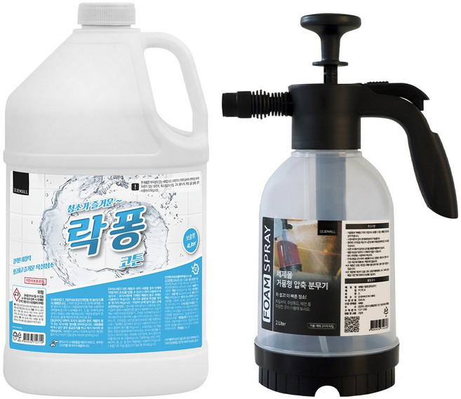 락퐁 코튼향 4L + 압축분무기 세트 욕실 화장실 청소세제 세정제 거품 스프레이 폼건