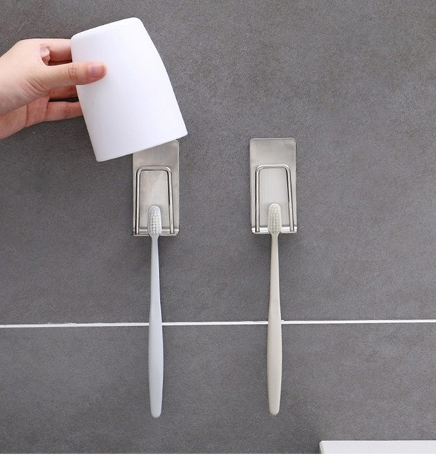 스테인리스 칫솔 양치컵 걸이 2P, 스텐