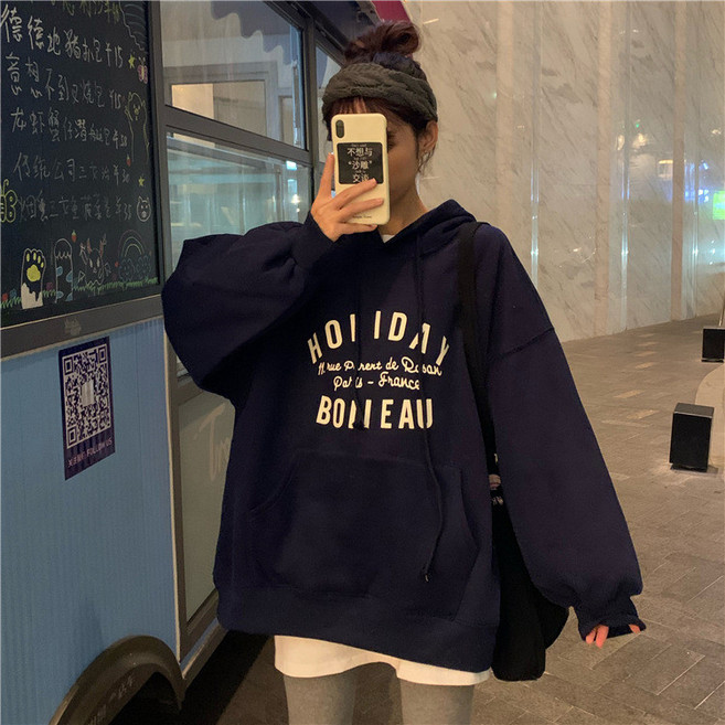 美式潮流慵懶風情侶裝字母印花連帽大學T 寬鬆舒適 多色可選