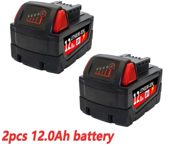 밀워키 M18 전동 공구 배터리 충전기 BR XC 18V 6000mAh 48-11-1860 내장형 18650 12.0Ah, 16 2pcs 12.0Ah battery, 1개