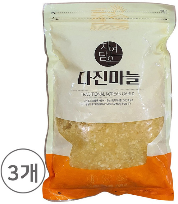 창녕마늘 국산 냉장 다진마늘 당일제조, 1kg, 3개