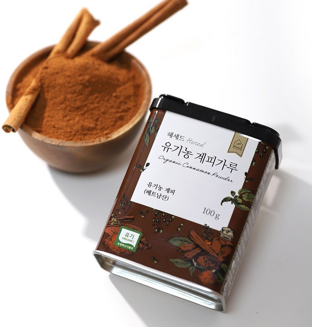 헤세드 유기농 YB1등급 계피가루 캔, 1개, 100g