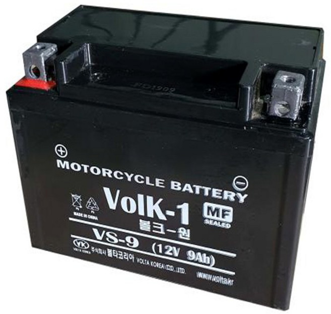 VS-9 12V 9Ah 오토바이 배터리 딩크125 레피도125 마리오 미라쥬250 아로마125 밧데리, 1개