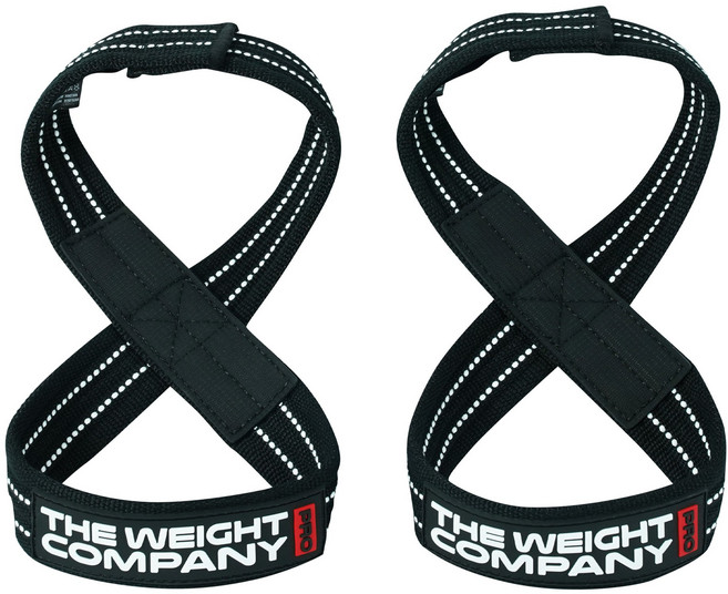 더웨이트컴퍼니 8자 리프팅 헬스 스트랩, 1세트, 블랙앤화이트