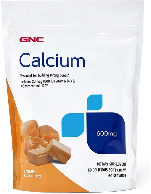 GNC 칼슘 600mg 카라멜 소프트 츄, 60개입, 1개, 60정 - 쿠팡