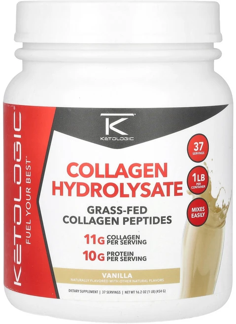 KetoLogic 콜라겐 하이드롤리세이트 바닐라 454g(1lb) KetoLogic (케토로직), KetoLogic (케토로직) KetoLogic, 콜라, 1개, 454g - 쿠팡