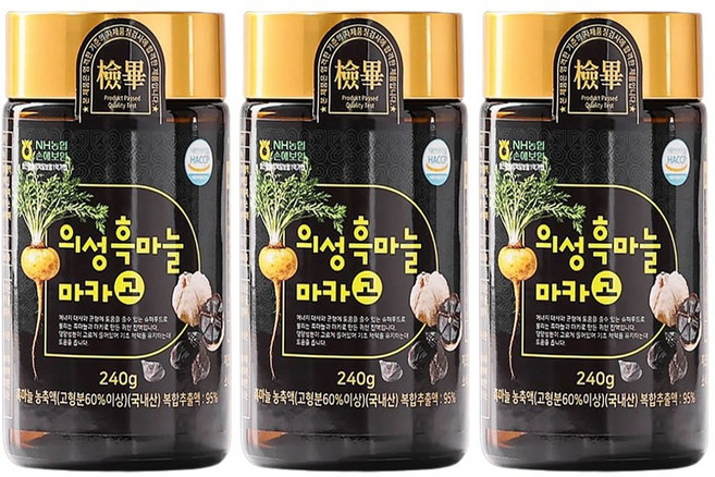 [서비마켓] 의성 흑마늘 마카고 액기스 고농축 진액고, 3개, 720g