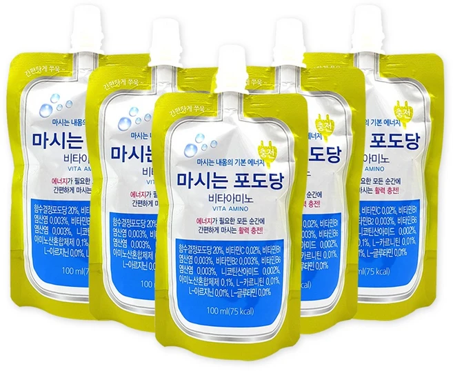 마시는 포도당 멀티엑스 비타 아미노 100mlX5개 블루베리맛 활력충전 에너지드링크, 100ml, 5개 - 쿠팡