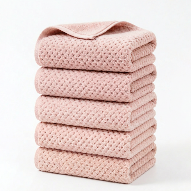 Ahomeone 호텔수건 먼지없고 흡수력 졸은 두꺼운 고급 수건, .핑크/, 5개