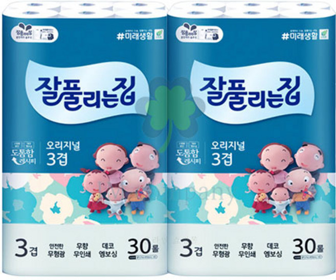 잘풀리는집 오리지널 3겹 고급롤화장지, 27m, 30개입, 2개
