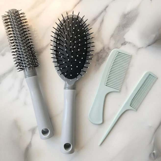 리바렌 올인원 헤어 브러쉬 빗 4종 세트, 1개, 블루4종