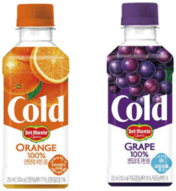 델몬트 콜드 100% 오렌지 포도 2가지맛 각 10개씩 250ml x 20팩, 1개