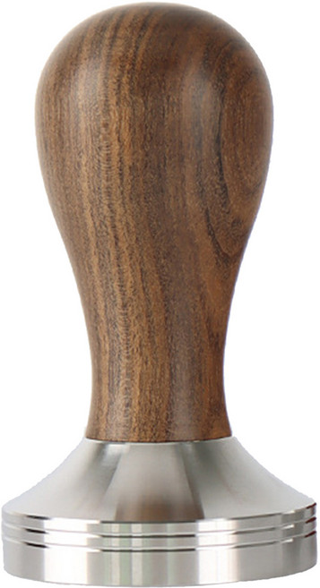 STK 스테인레스 스틸 커피 탬퍼 바리 스타 에스프레소 커피 콩 프레스 도구 w/나무 손잡이 플랫 베이스, 51mm 53mm 58mm, 스테인리스 목재, 다크 브라운 51mm, 1개