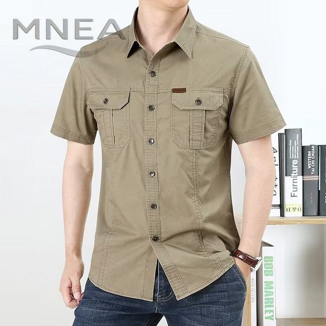 여름 남성 워크웨어 아웃도어 루즈핏 캐주얼 반팔 셔츠 쿨링 소재 상의