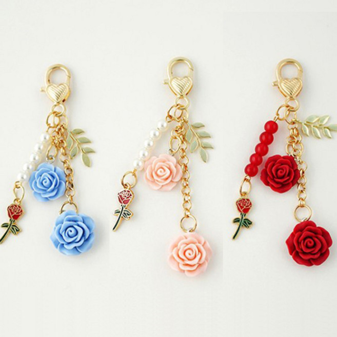 워너프 로즈 핸드메이드 키링 악세사리 열쇠고리 버즈 에어팟 프로 2 세대 버즈2 프로 가방 핸드폰 고리, 그린, 1개