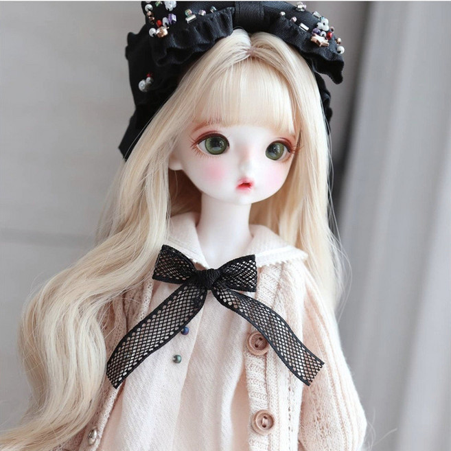 구체관절 인형 패션돌 헬로키티 드레스업 시뮬레이션 장난감 생일 선물용 액세서리 포함, 1개, 다크 브라운 긴 컬, 1cm