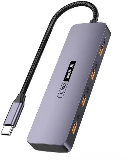 USB C 허브 4-in-1 어댑터 2*10Gbps 3.2 데이터 포트 MacBook Pro용 고속 전송 슈트, 1개, 01 4C
