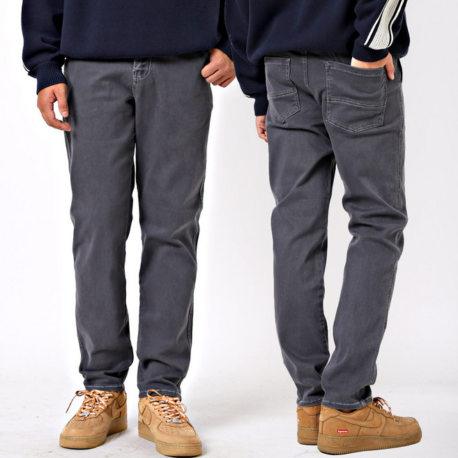 남자 히든 밴딩 스판 테이퍼드핏 피그먼트 면바지