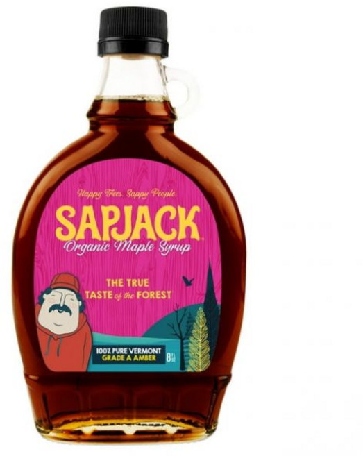 SAPJACK Grade A Amber Organic 메이플 시럽 8온즈, Maple, 1개