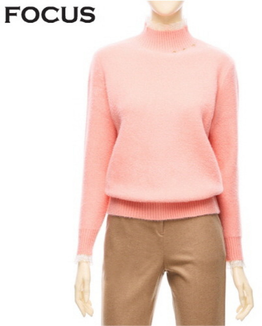 포커스 포커스 레이스배색소프트반목니트_VF3W1KT2271