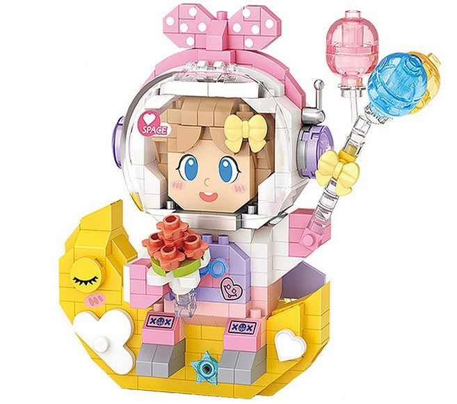 LOZ 나노블럭 미니블럭 캐릭터 후르츠 하우스, 52.우주소녀 핑크, 1개