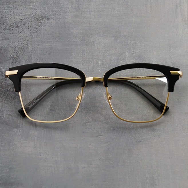 하루홀릭 블루라이트 차단 선글라스 겸용 변색렌즈 사각 빅사이즈 빈티지 반뿔테 하금테안경