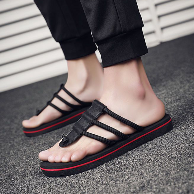 besteffie 남자슬리퍼 무지 베이직 미끄럼방지 발편한 줄무늬 심플 패션 빅사이즈 남성 쪼리슬리퍼 C58